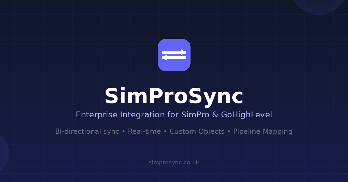 SimProSync | Enterprise Integration for SimPro & GoHighLevel